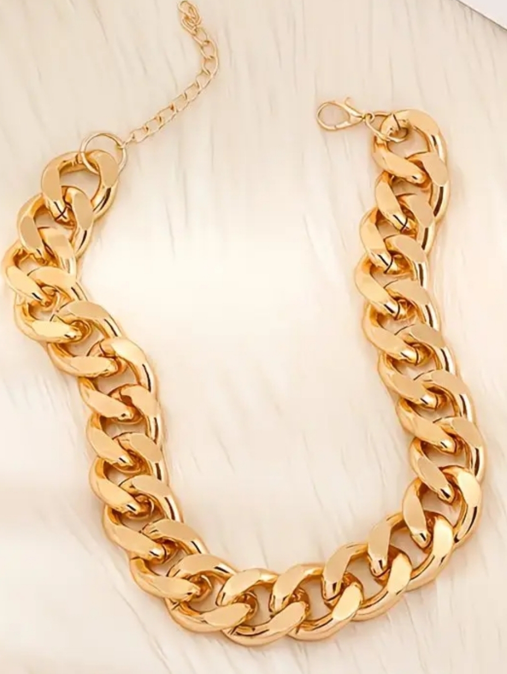 Gold Cuban Link Chain Statement Necklace; Adjustable 16.5” + 2" Extender; NWOT - Picture 3 of 5